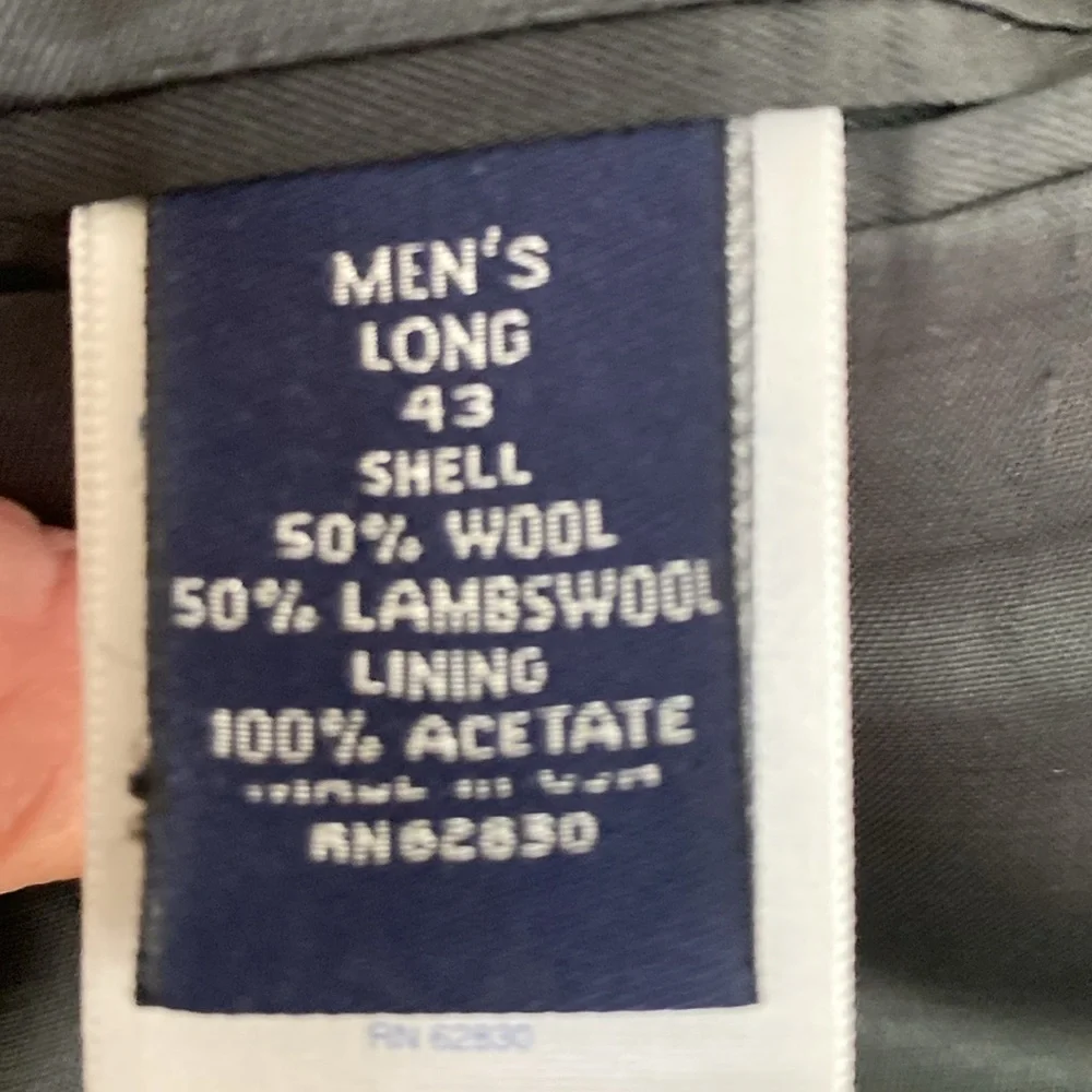 LANDS End 43L Grey Herringbone Wool Sport Jacket